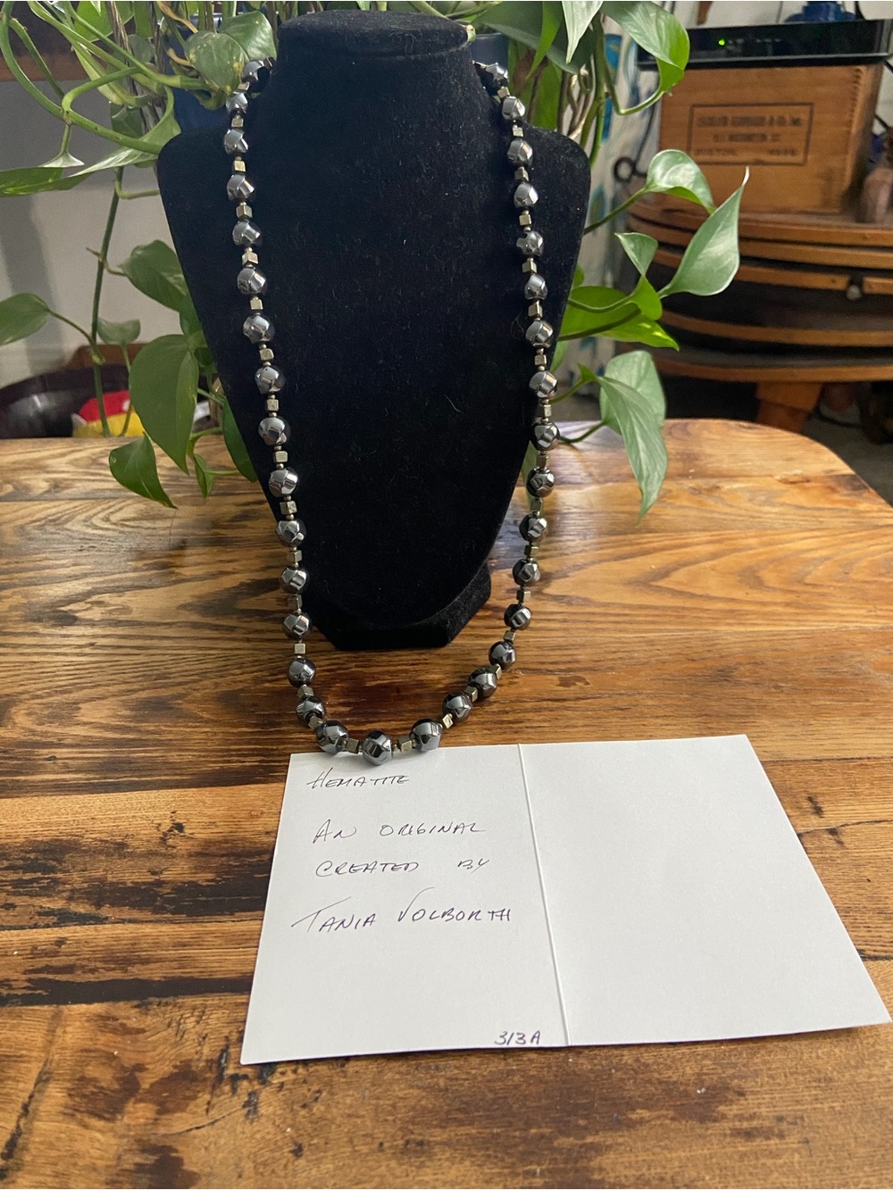 Handmade Gray Hematite Bead Necklace by